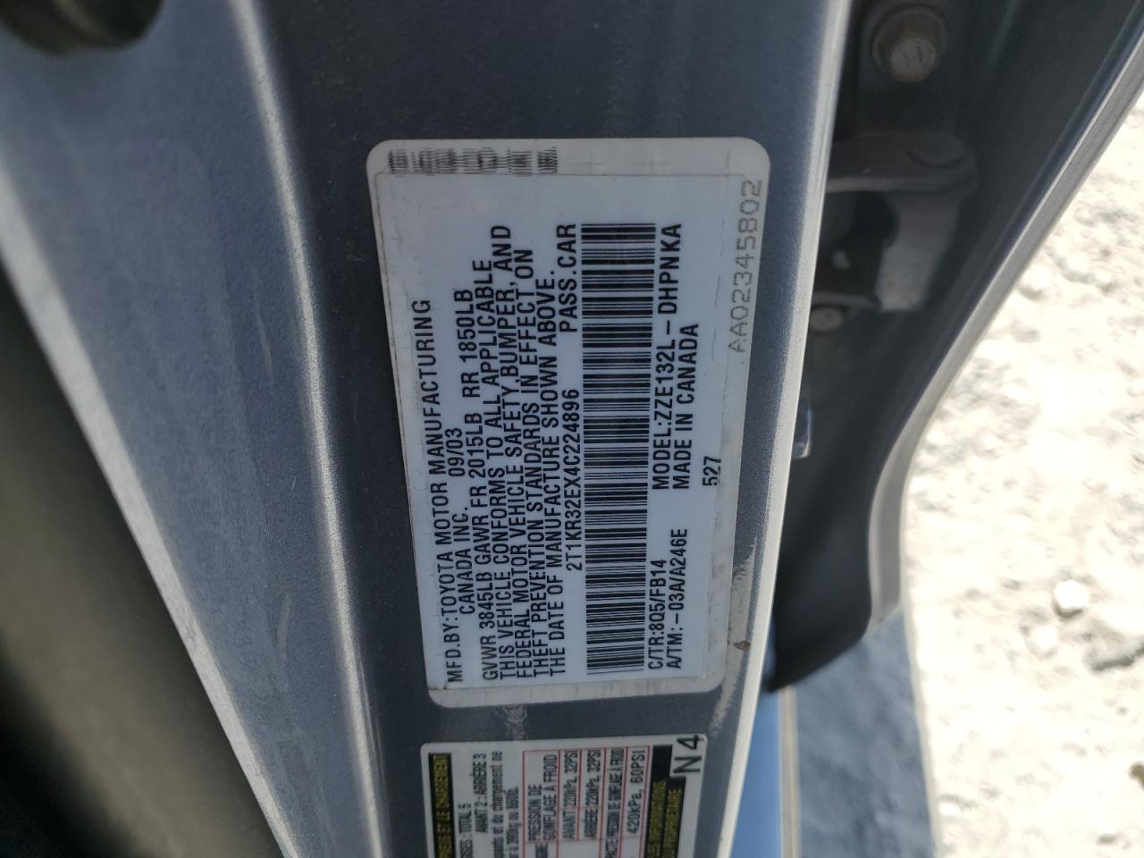 2004 Toyota Corolla Matrix Xr VIN: 2T1KR32EX4C224896 Lot: 64792404