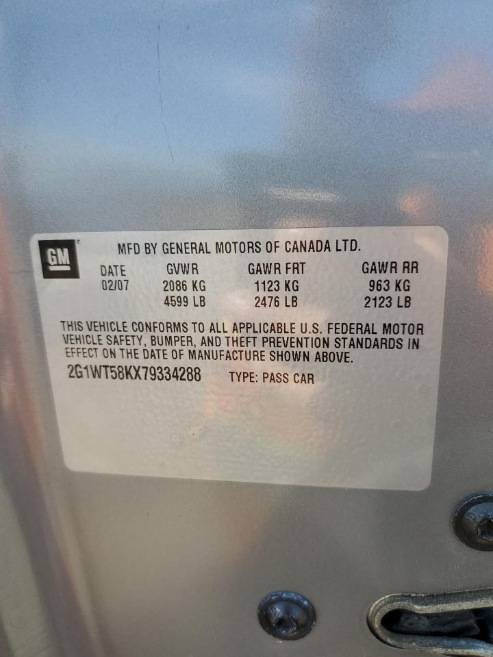 2007 Chevrolet Impala Lt VIN: 2G1WT58KX79334288 Lot: 61854034