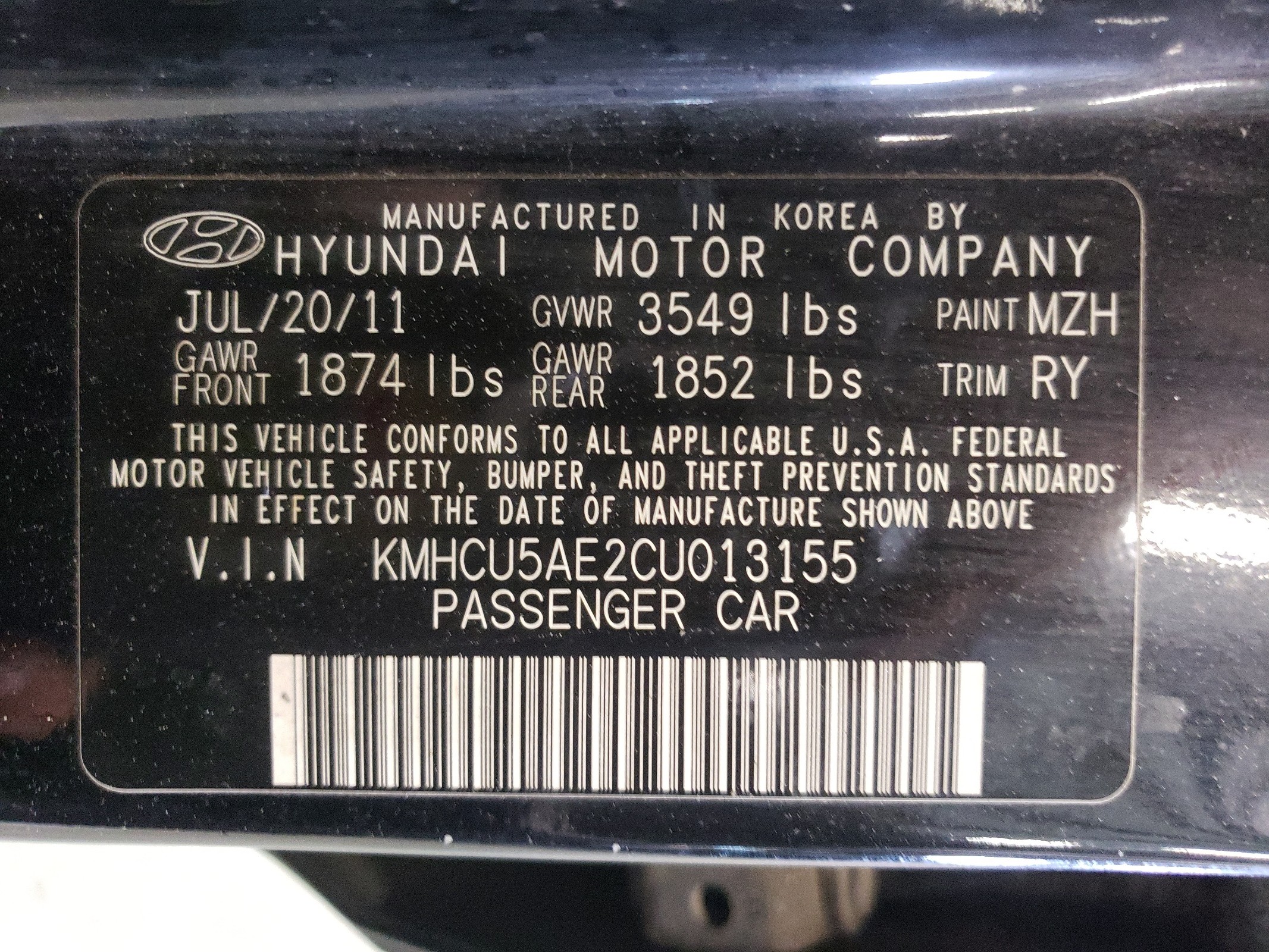 2012 Hyundai Accent Gls vin: KMHCU5AE2CU013155