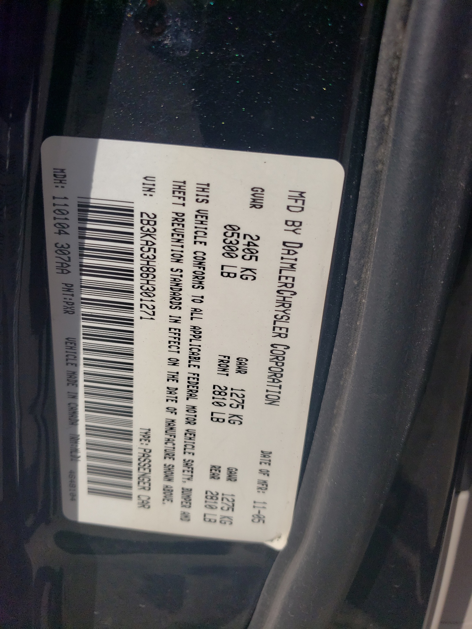 2B3KA53H86H301271 2006 Dodge Charger R/T
