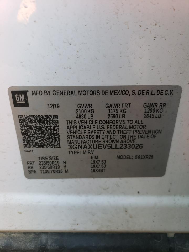 2020 Chevrolet Equinox Lt VIN: 3GNAXUEV5LL233026 Lot: 63444874