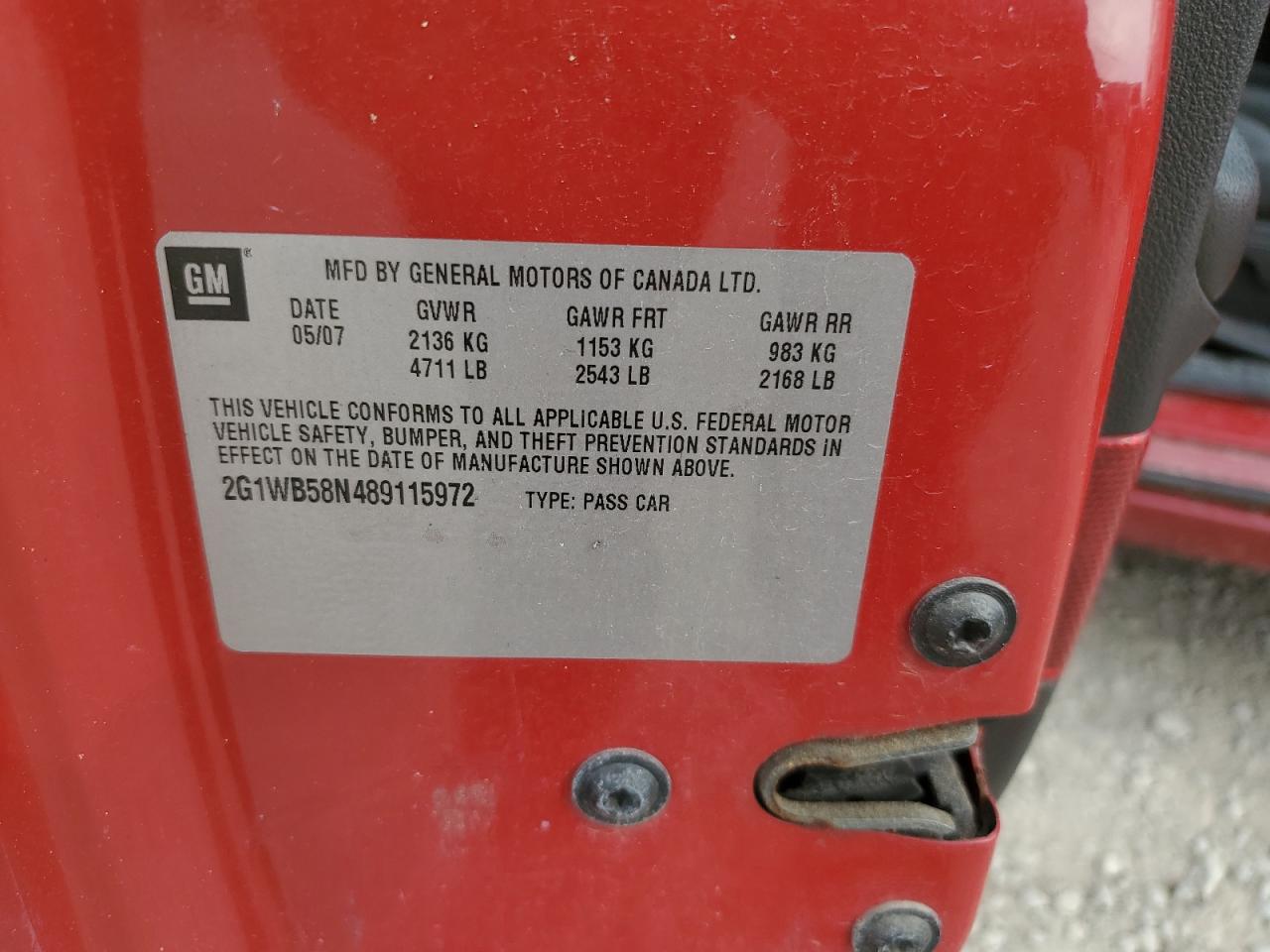 2008 Chevrolet Impala Ls VIN: 2G1WB58N489115972 Lot: 62440344