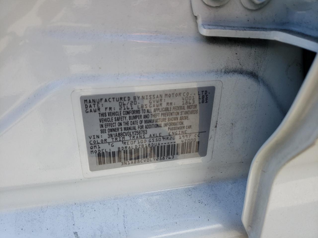 2020 Nissan Sentra Sv VIN: 3N1AB8CV0LY258763 Lot: 65496644