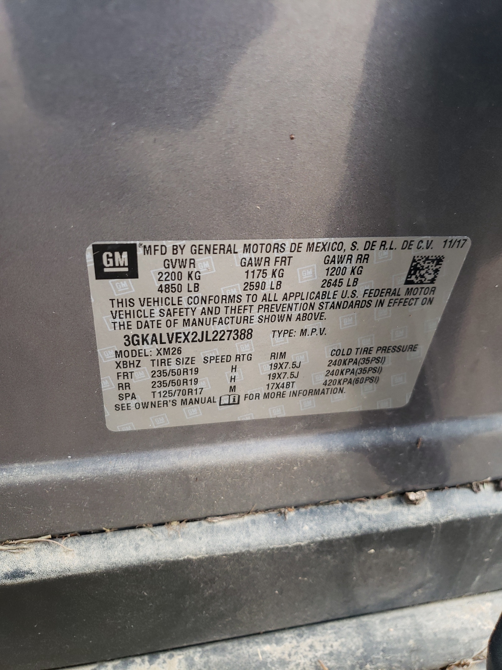 3GKALVEX2JL227388 2018 GMC Terrain Slt