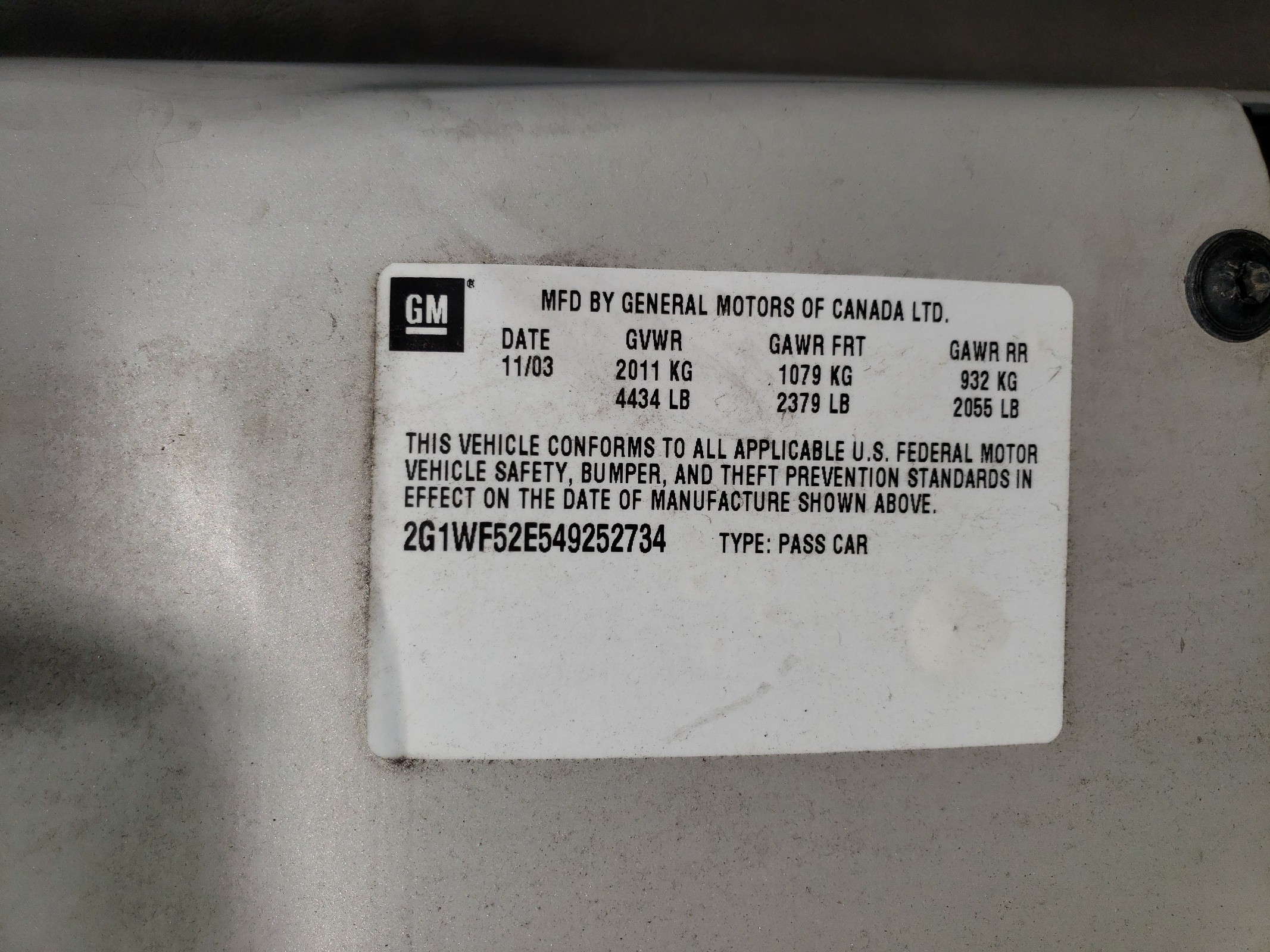 2G1WF52E549252734 2004 Chevrolet Impala