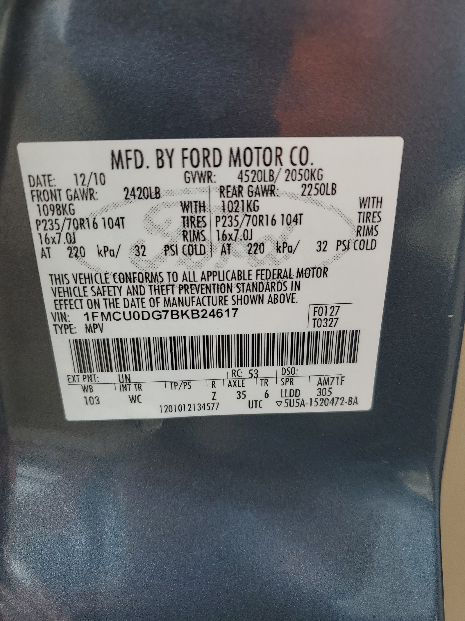 1FMCU0DG7BKB24617 2011 Ford Escape Xlt