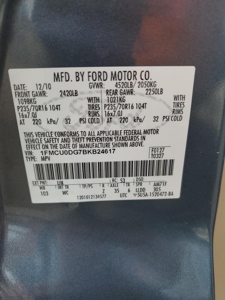 2011 Ford Escape Xlt VIN: 1FMCU0DG7BKB24617 Lot: 64628244