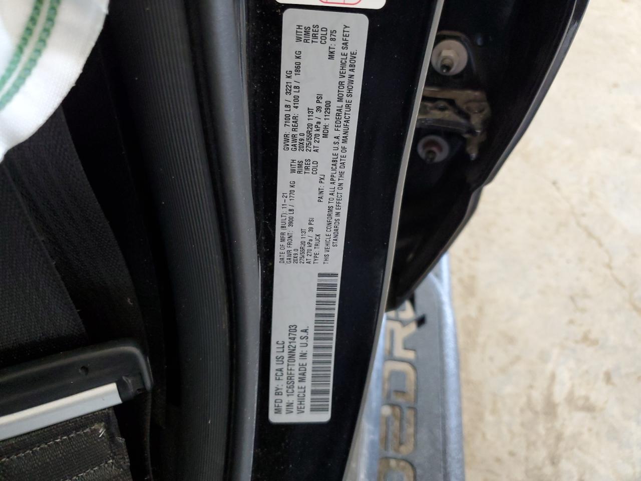 2022 Ram 1500 Big Horn/Lone Star VIN: 1C6SRFFT0NN214703 Lot: 62204414