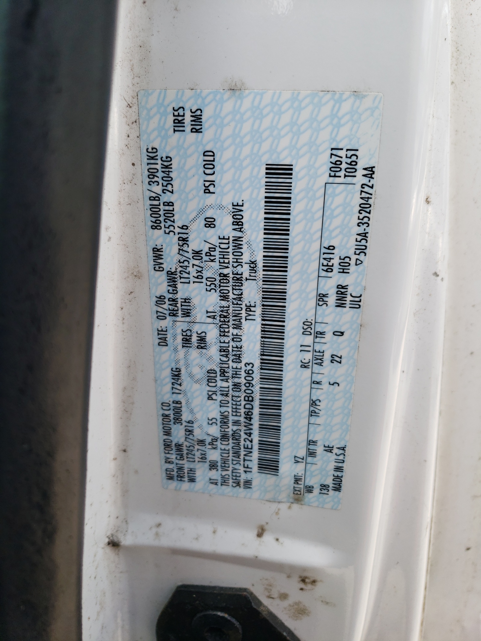 1FTNE24W46DB09063 2006 Ford Econoline E250 Van