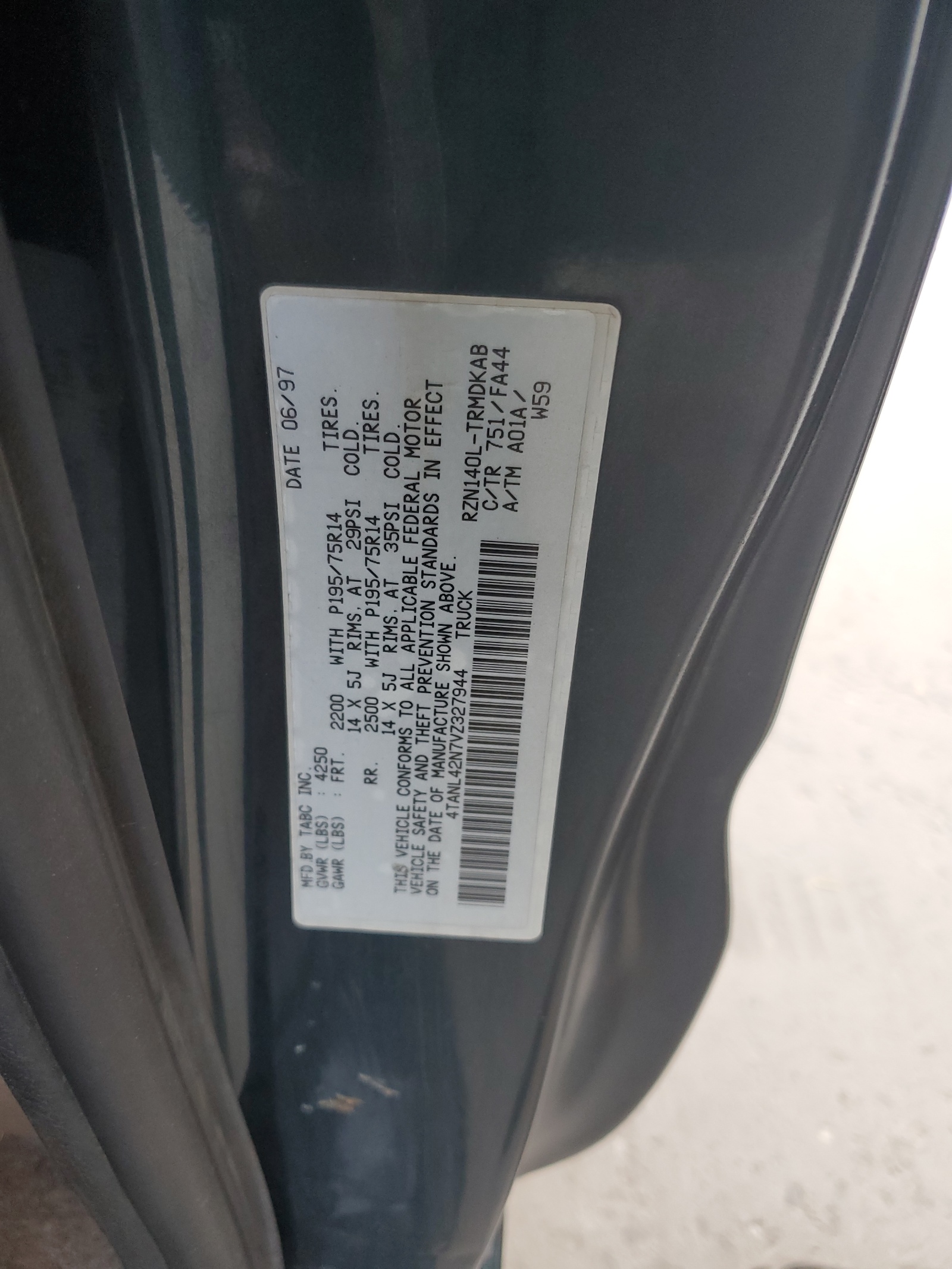 4TANL42N7VZ327944 1997 Toyota Tacoma