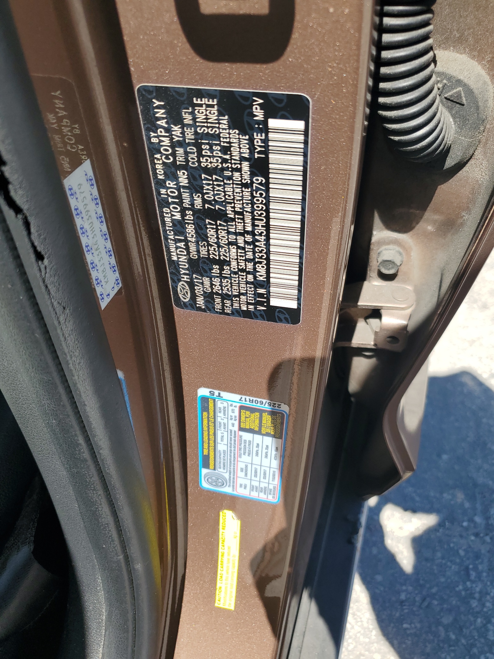 KM8J33A43HU399579 2017 Hyundai Tucson Limited