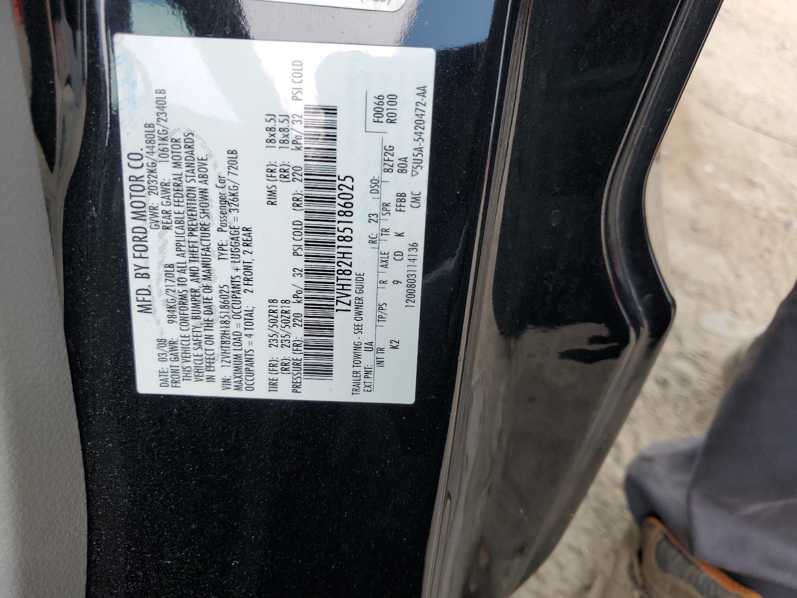 1ZVHT82H185186025 2008 Ford Mustang Gt