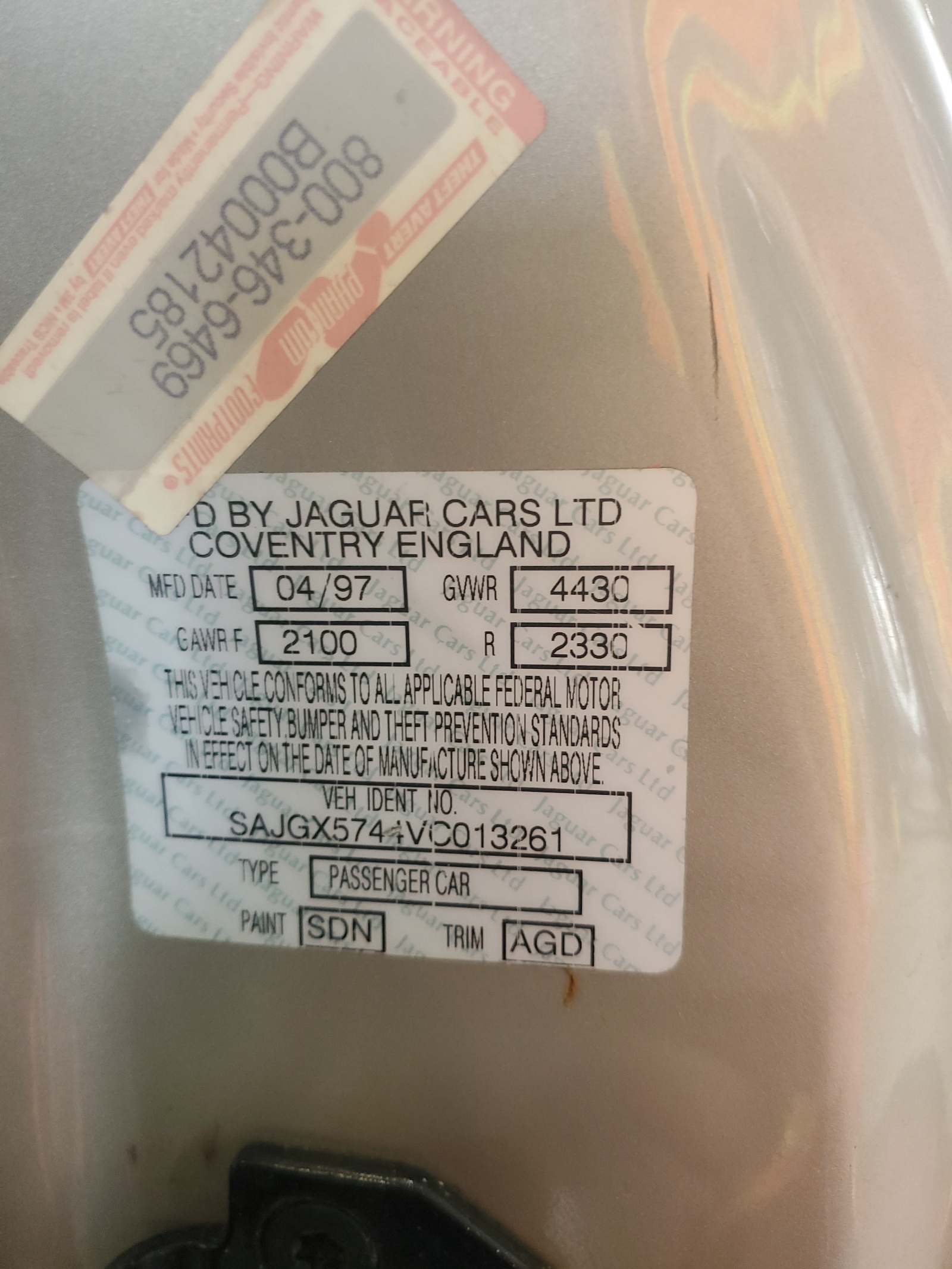 SAJGX5744VC013261 1997 Jaguar Xk8