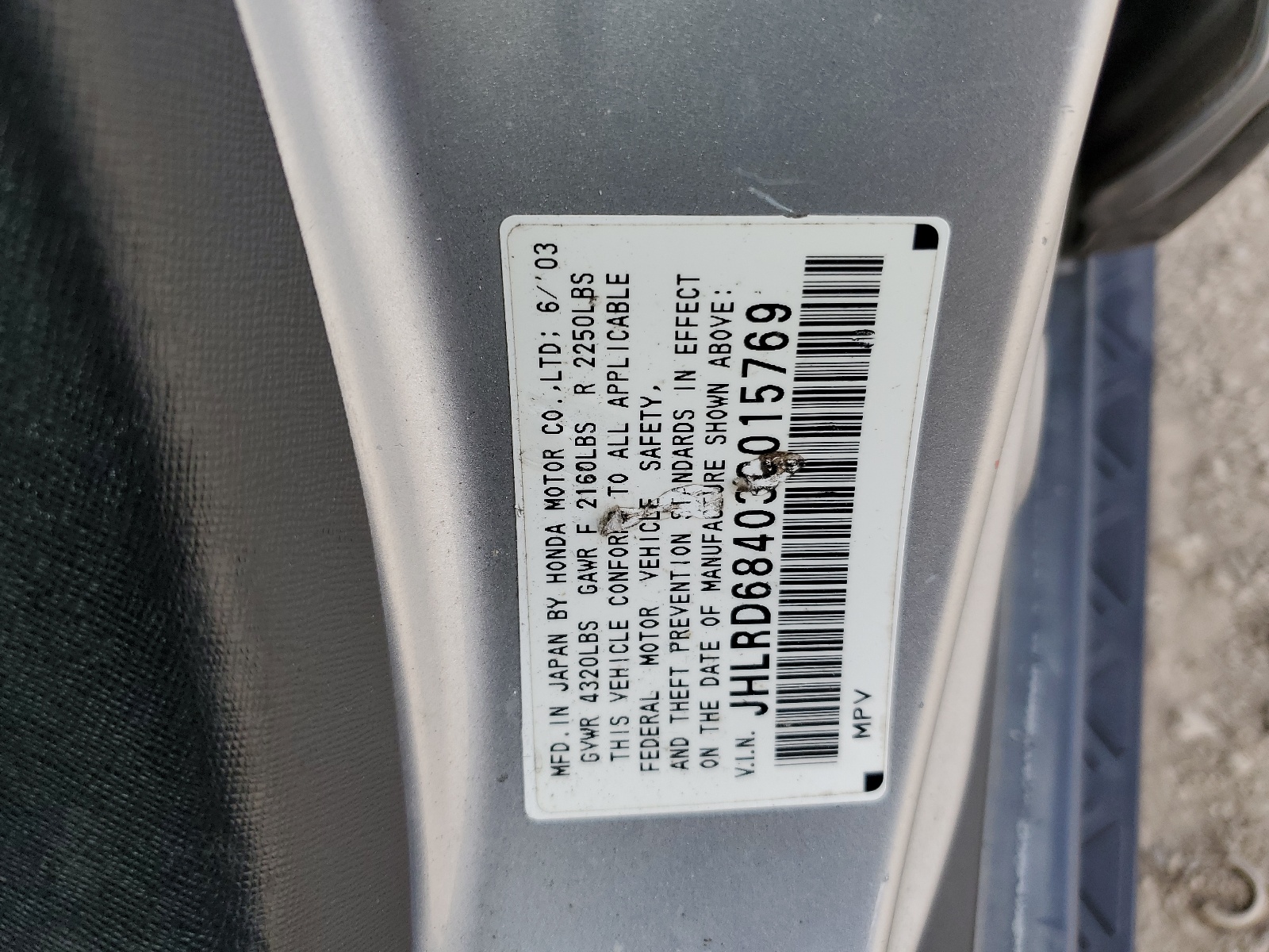 JHLRD68403C015769 2003 Honda Cr-V Lx