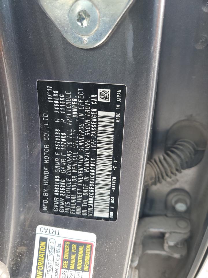 2018 Honda Clarity Touring VIN: JHMZC5F36JC001018 Lot: 62985294