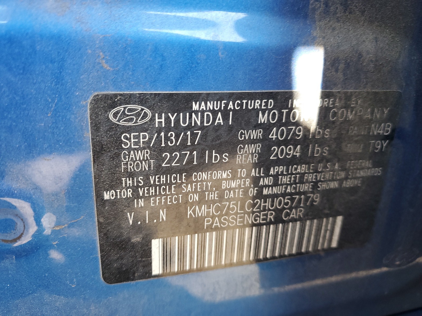 KMHC75LC2HU057179 2017 Hyundai Ioniq Sel