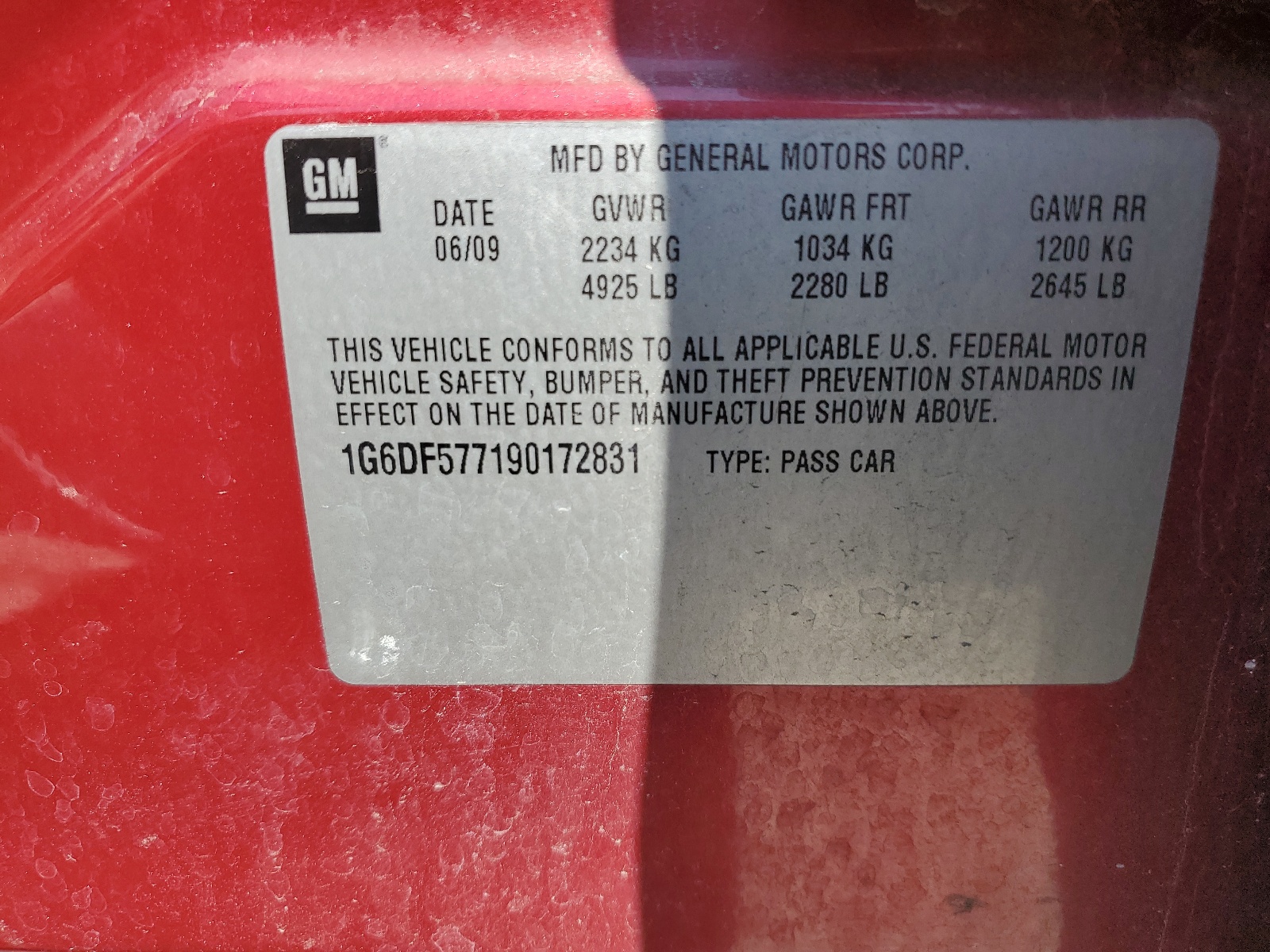 1G6DF577190172831 2009 Cadillac Cts