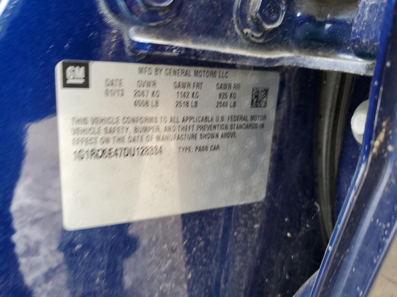 2013 Chevrolet Volt VIN: 1G1RD6E47DU128334 Lot: 64722424