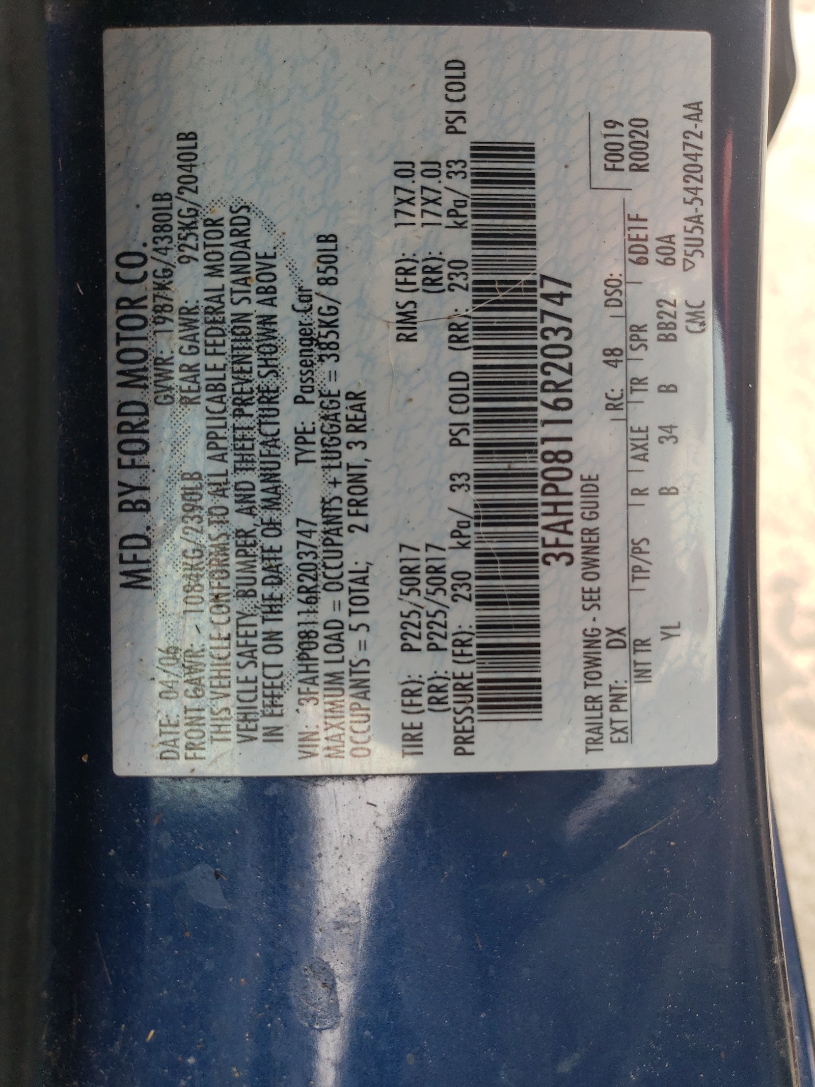 3FAHP08116R203747 2006 Ford Fusion Sel