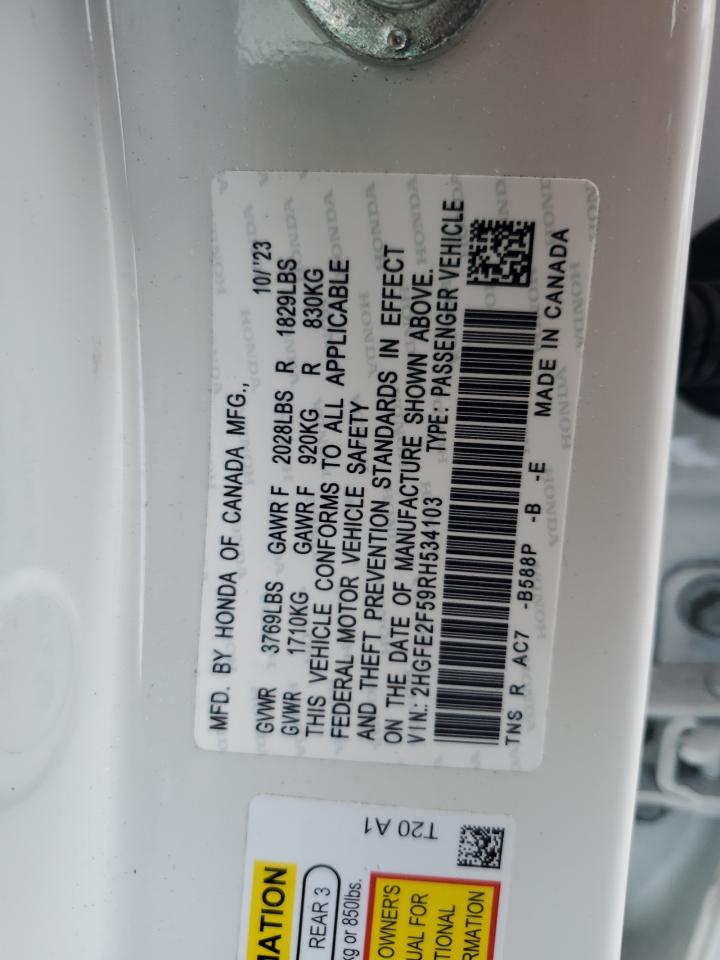 2HGFE2F57RH51300X 2024 Honda Civic Sport