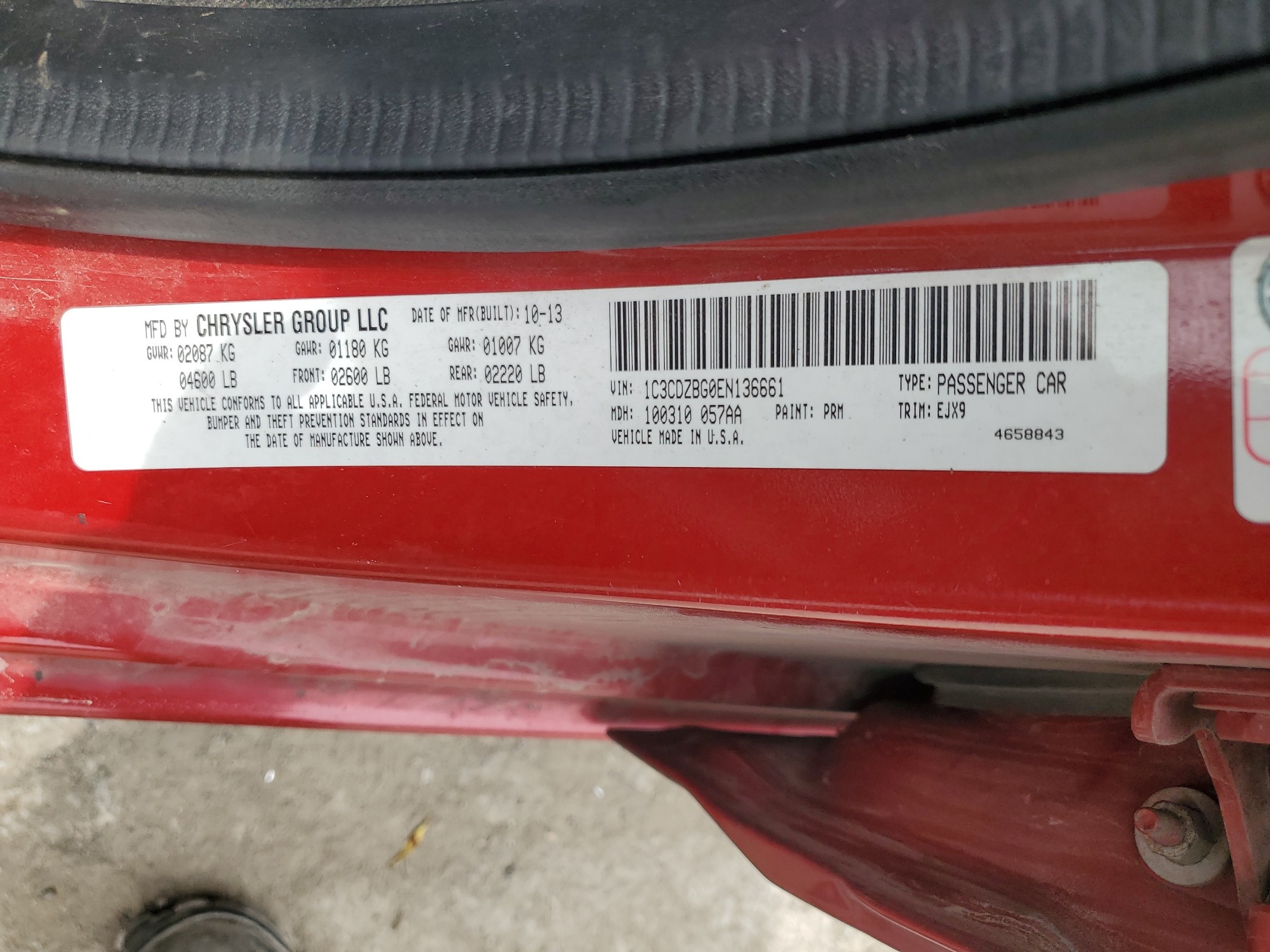 1C3CDZBG0EN136661 2014 Dodge Avenger R/T