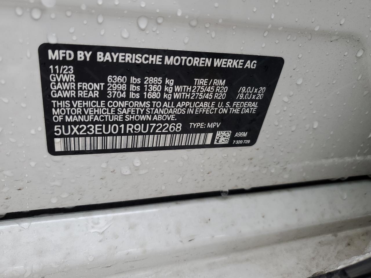 5UX23EU01R9U72268 2024 BMW X5 xDrive40I