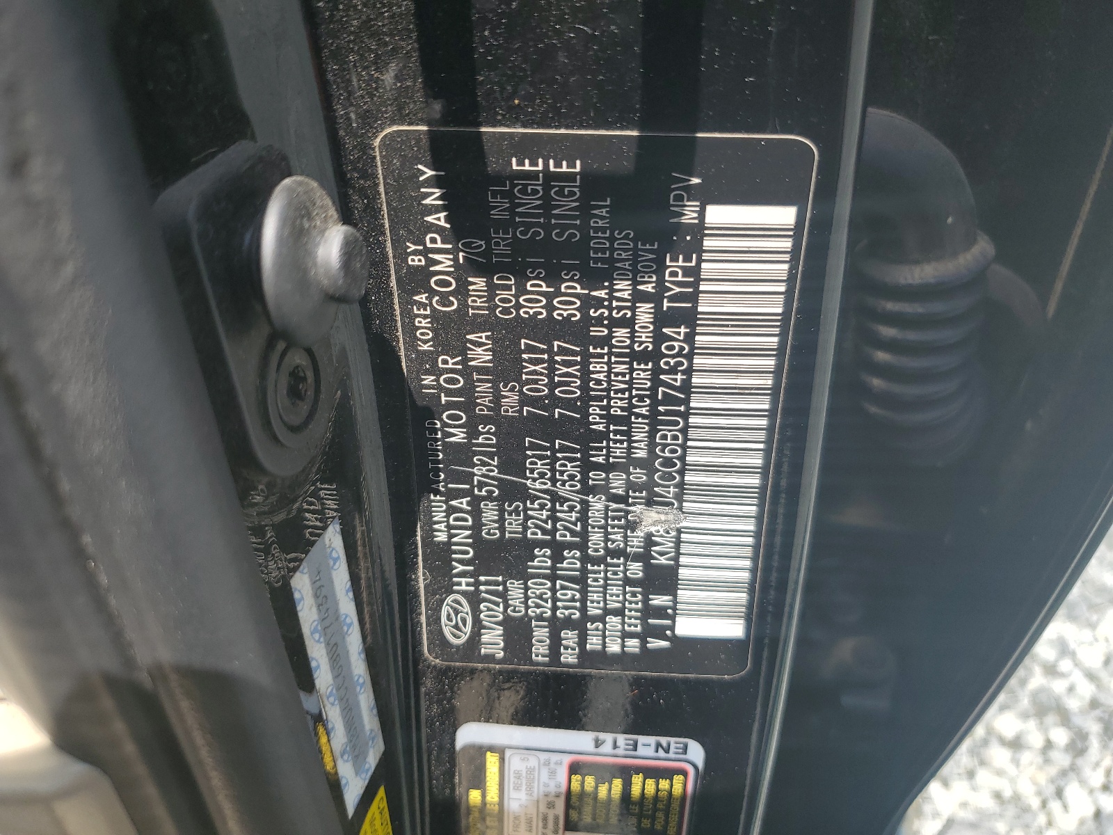 KM8NU4CC6BU174394 2011 Hyundai Veracruz Gls