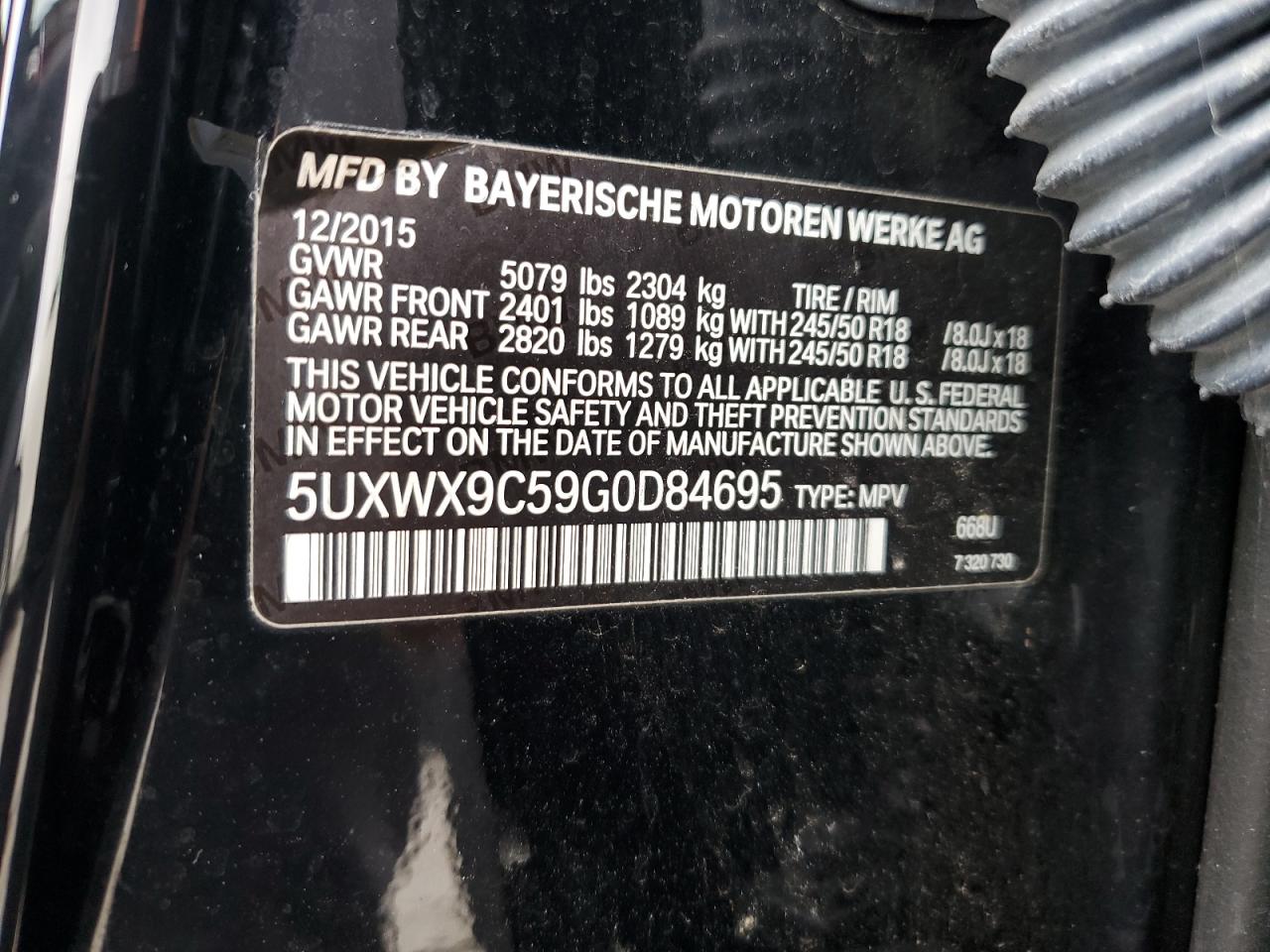 2016 BMW X3 xDrive28I VIN: 5UXWX9C59G0D84695 Lot: 64224514