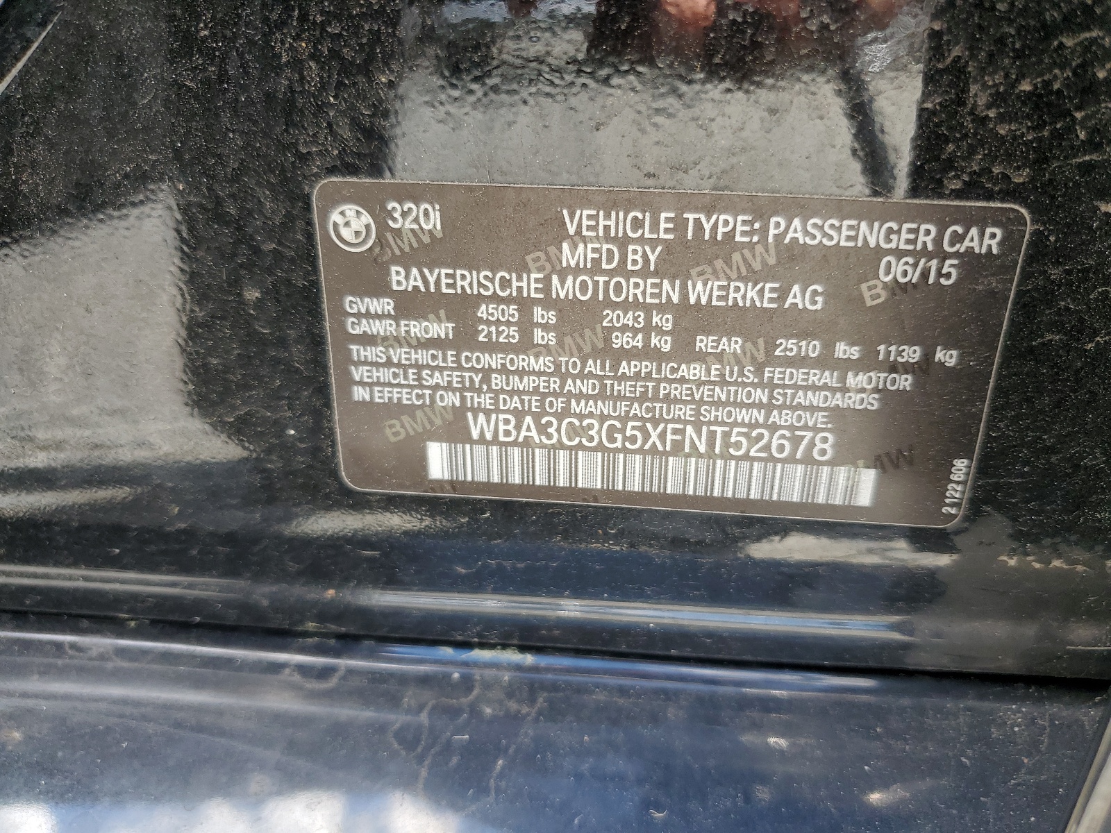 WBA3C3G5XFNT52678 2015 BMW 320 I xDrive