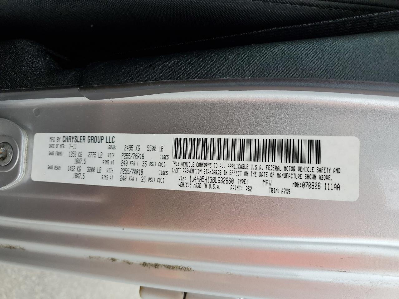 2011 Jeep Wrangler Unlimited Sahara VIN: 1J4HA5H13BL632660 Lot: 62306154