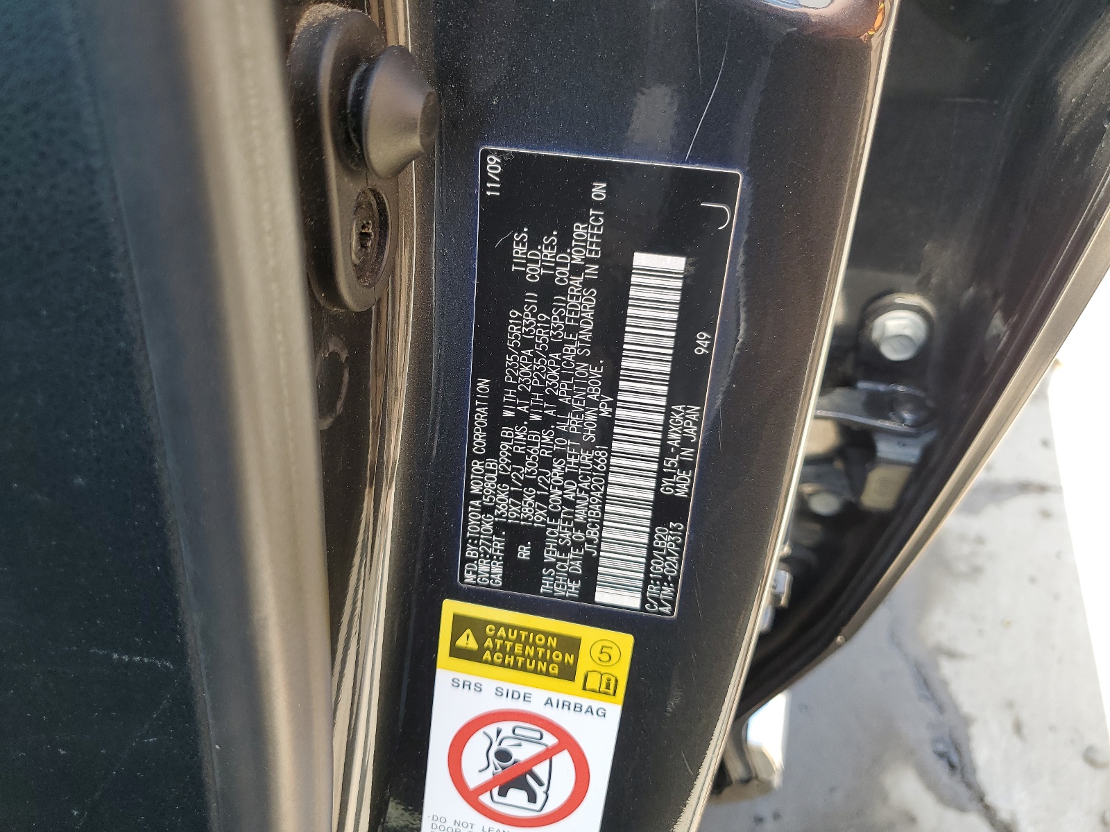 JTJBC1BA9A2016681 2010 Lexus Rx 450