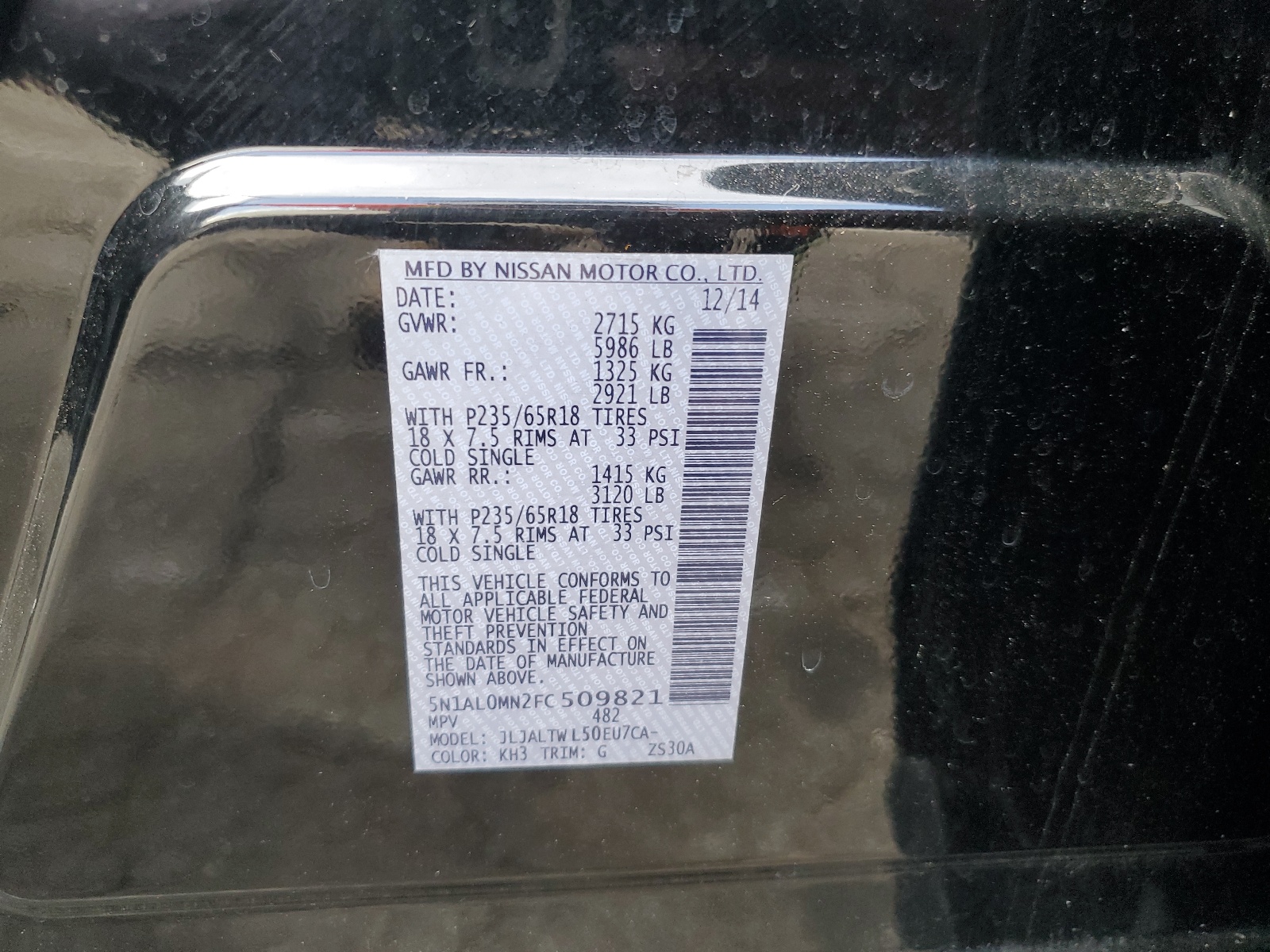 5N1AL0MN2FC509821 2015 Infiniti Qx60