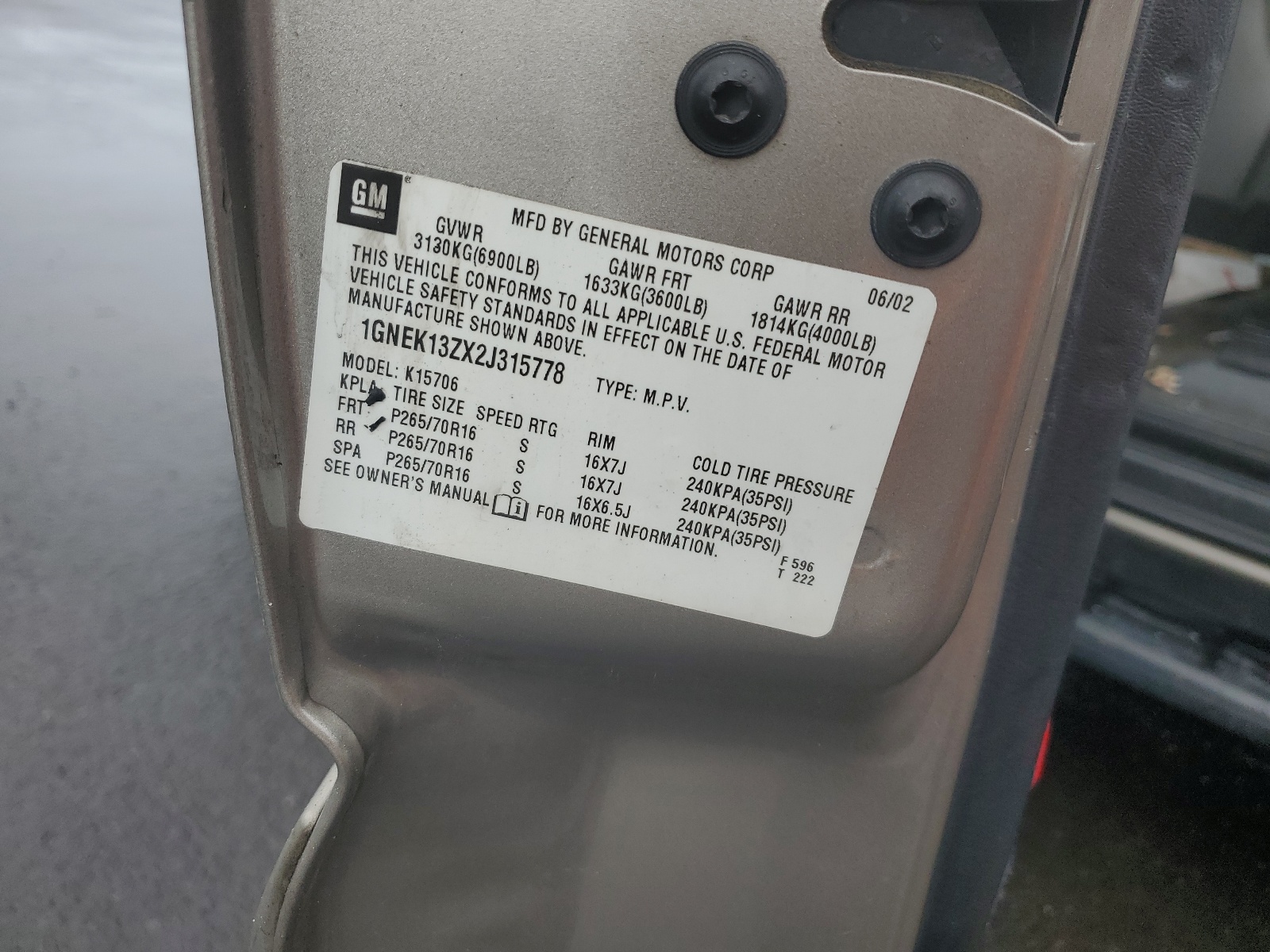 1GNEK13ZX2J315778 2002 Chevrolet Tahoe K1500