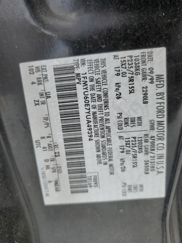 2000 Ford Explorer Sport VIN: 1FMYU60E7YUA49394 Lot: 61741144