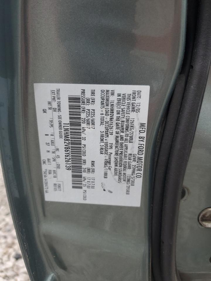 1LNHM82V86Y626139 2006 Lincoln Town Car Signature Limited