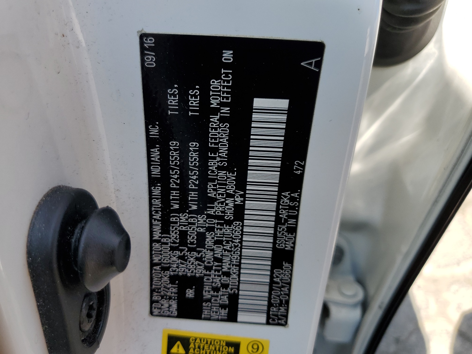 5TDDKRFH9GS340669 2016 Toyota Highlander Limited