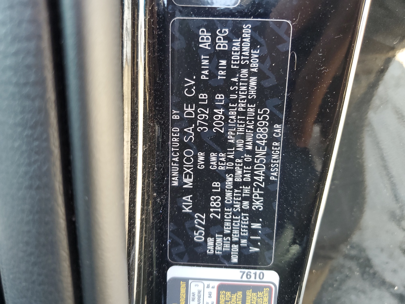 3KPF24AD5NE488955 2022 Kia Forte Fe