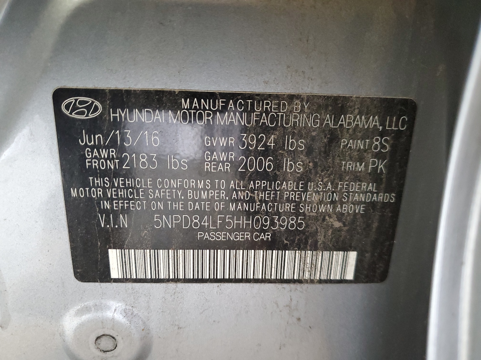 5NPD84LF5HH093985 2017 Hyundai Elantra Se