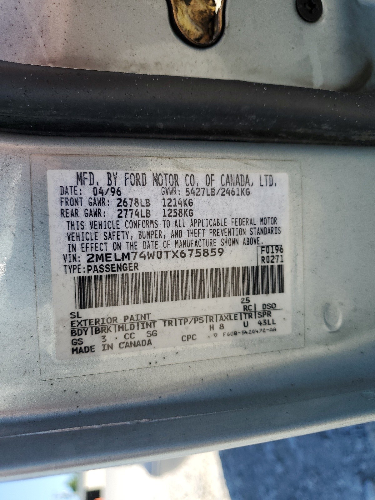 2MELM74W0TX675859 1996 Mercury Grand Marquis Gs