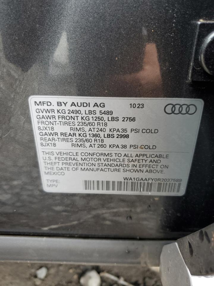 2024 Audi Q5 Premium 45 VIN: WA1GAAFY0R2037589 Lot: 64348024