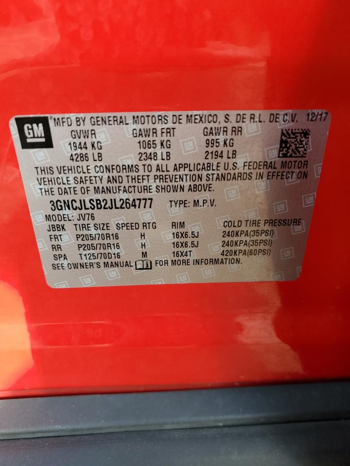 2018 Chevrolet Trax 1Lt VIN: 3GNCJLSB2JL264777 Lot: 64219364