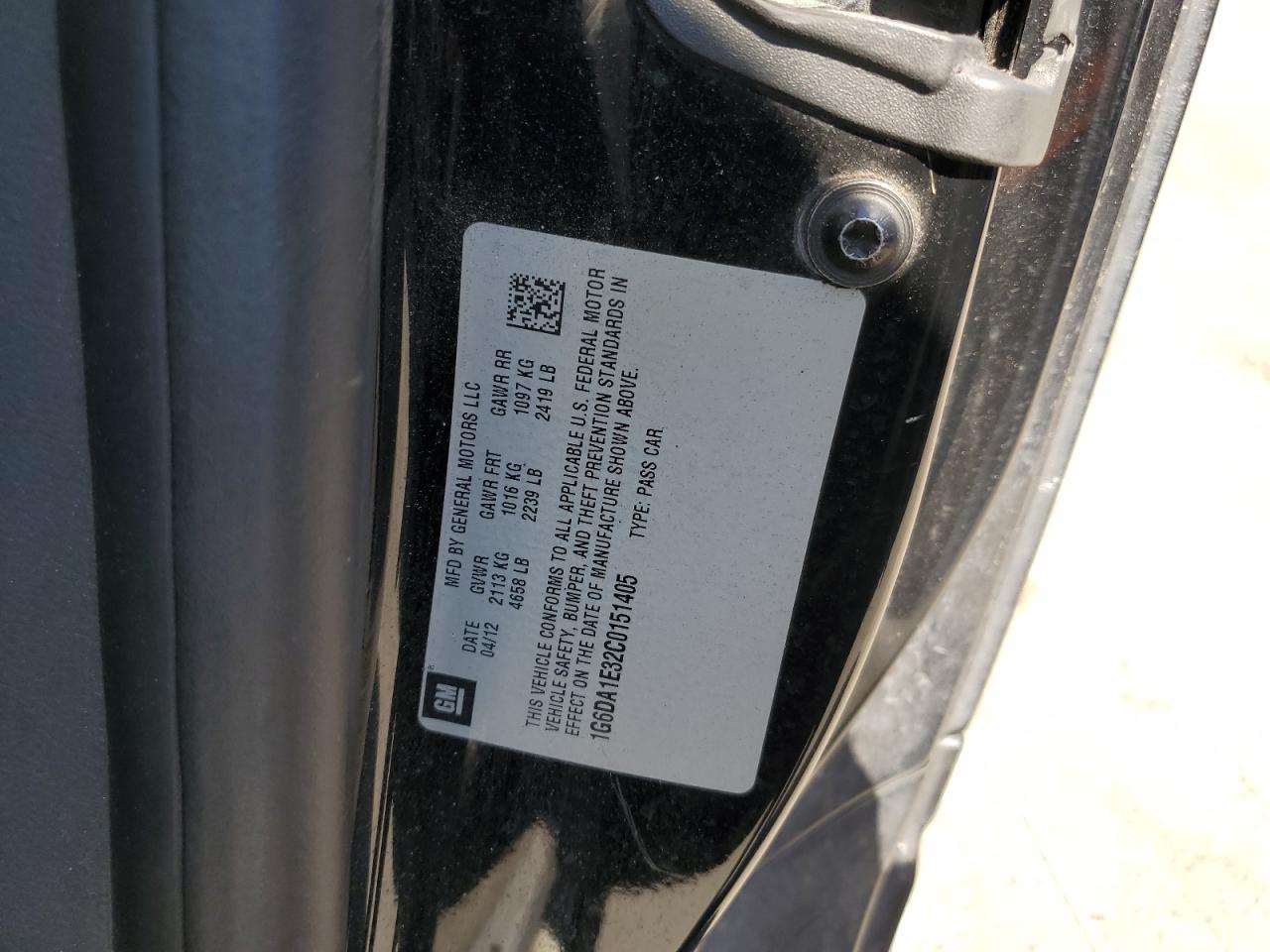 2012 Cadillac Cts VIN: 1G6DA1E32C0151405 Lot: 65472424