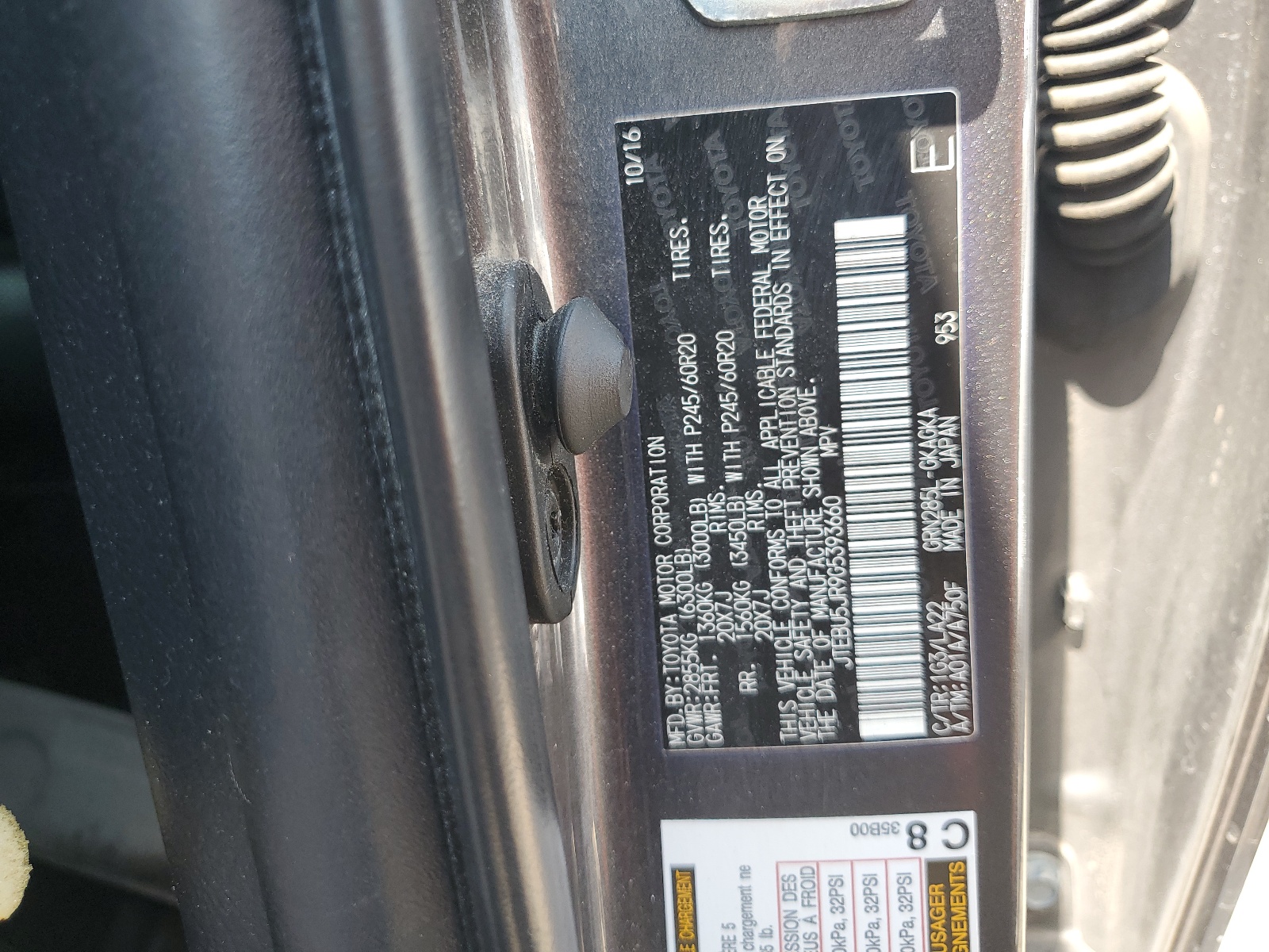 JTEBU5JR9G5393660 2016 Toyota 4Runner Sr5/Sr5 Premium