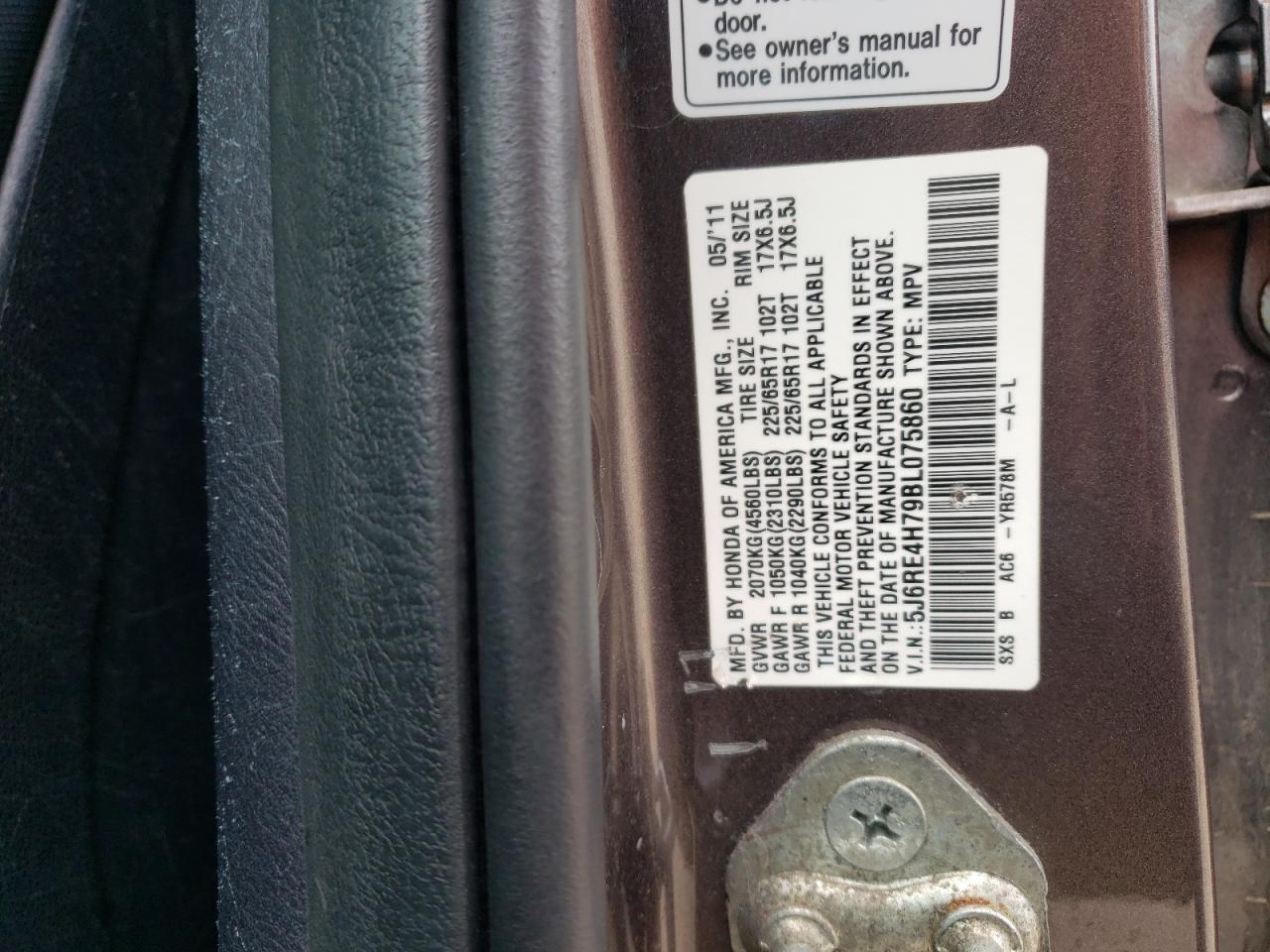 2011 Honda Cr-V Exl VIN: 5J6RE4H79BL075860 Lot: 64184334