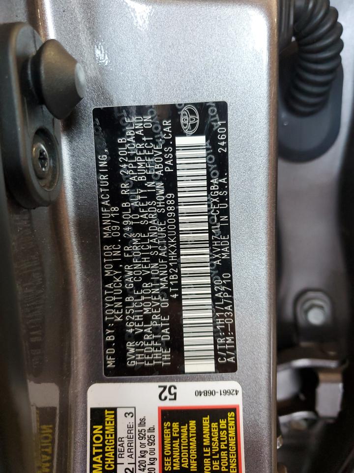 4T1B21HKXKU009889 2019 Toyota Camry Hybrid