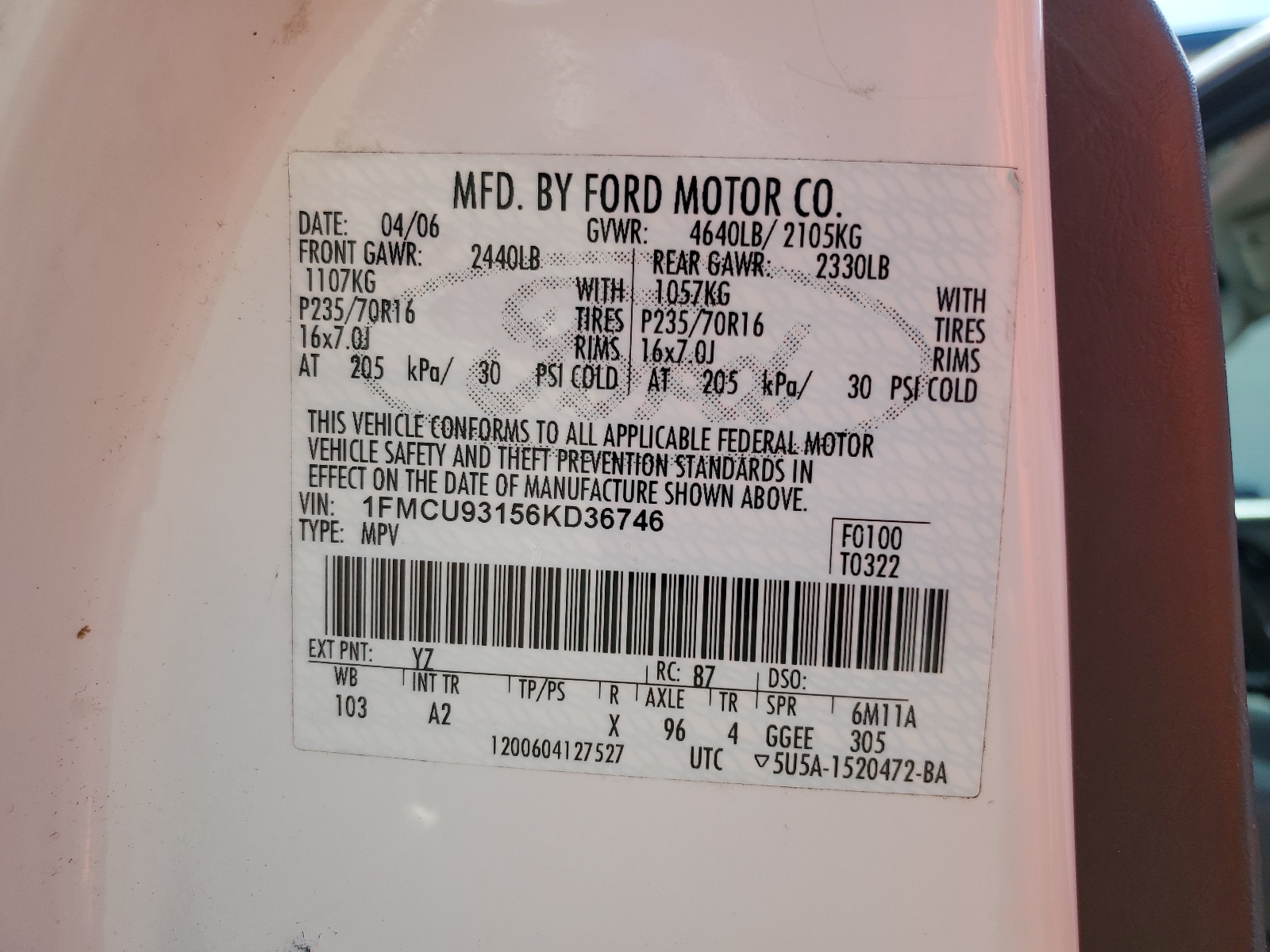 1FMCU93156KD36746 2006 Ford Escape Xlt
