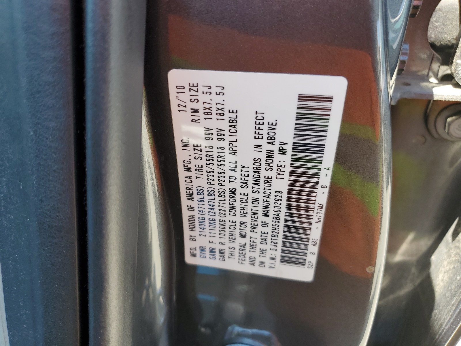 5J8TB2H55BA003929 2011 Acura Rdx Technology