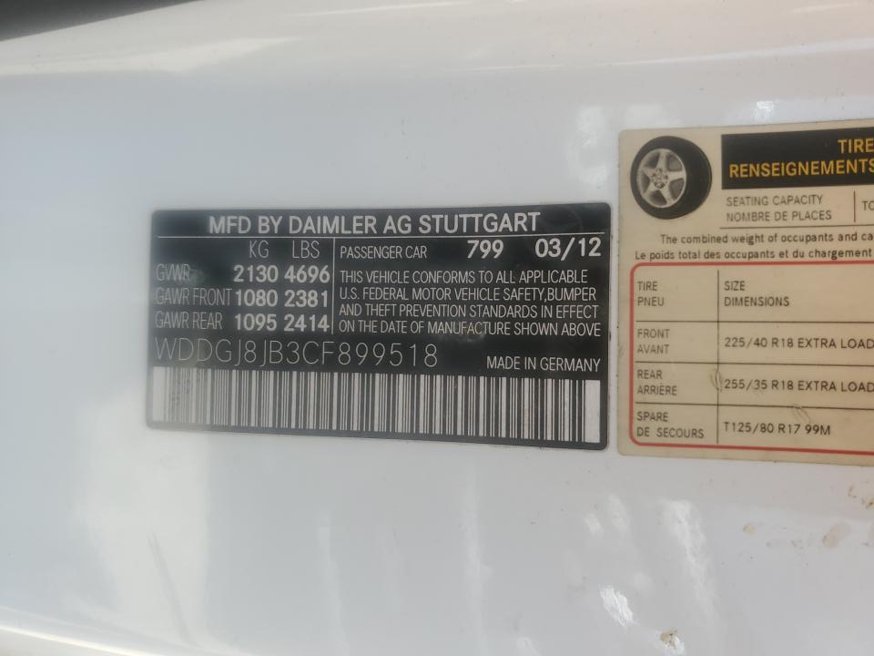 WDDGJ8JB3CF899518 2012 Mercedes-Benz C 350 4Matic