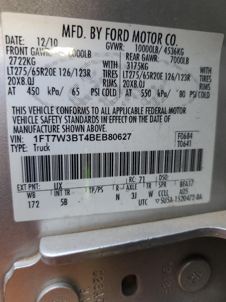 2011 Ford F350 Super Duty VIN: 1FT7W3BT4BEB80627 Lot: 64169424