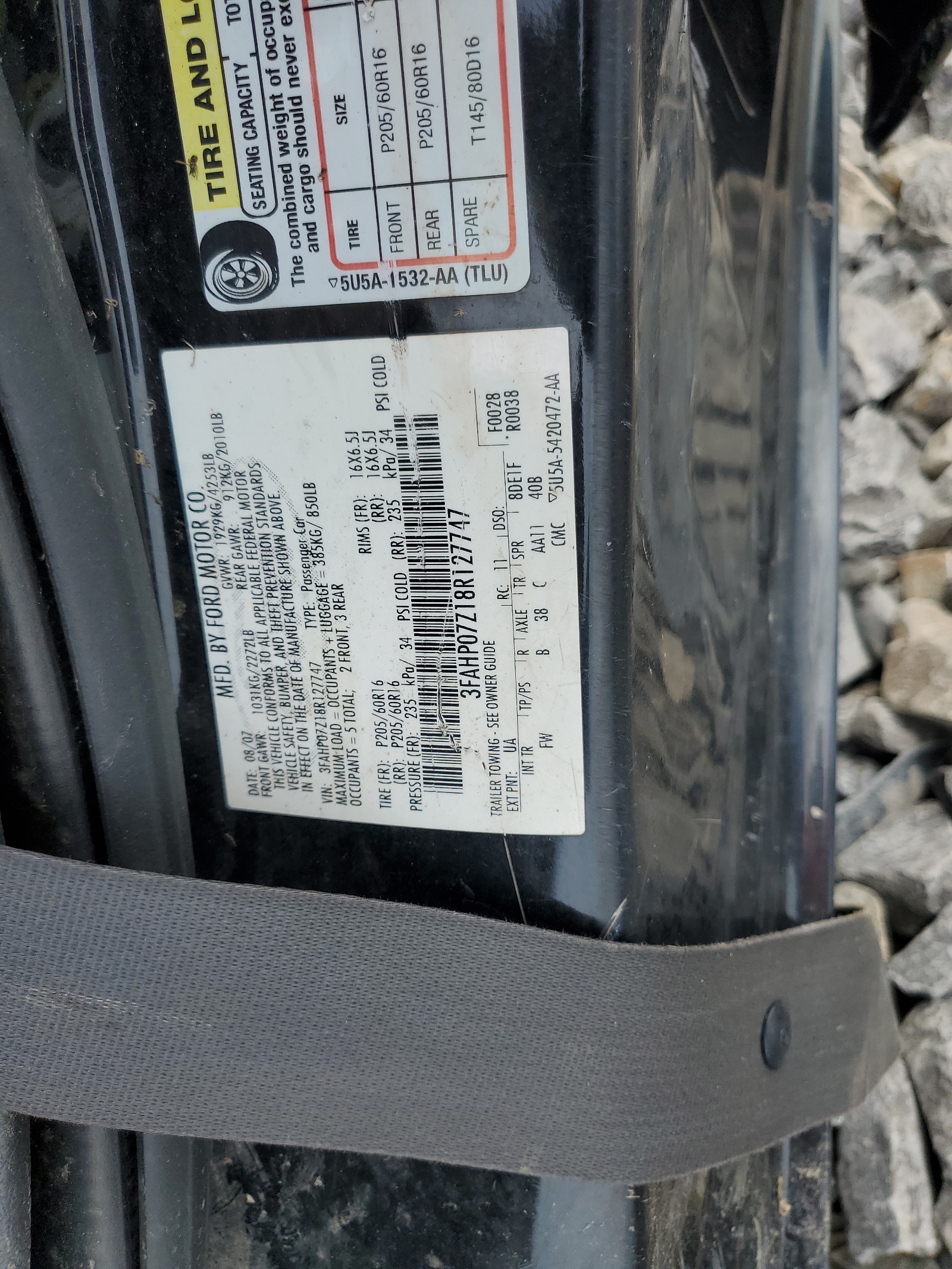 3FAHP07Z18R127747 2008 Ford Fusion Se